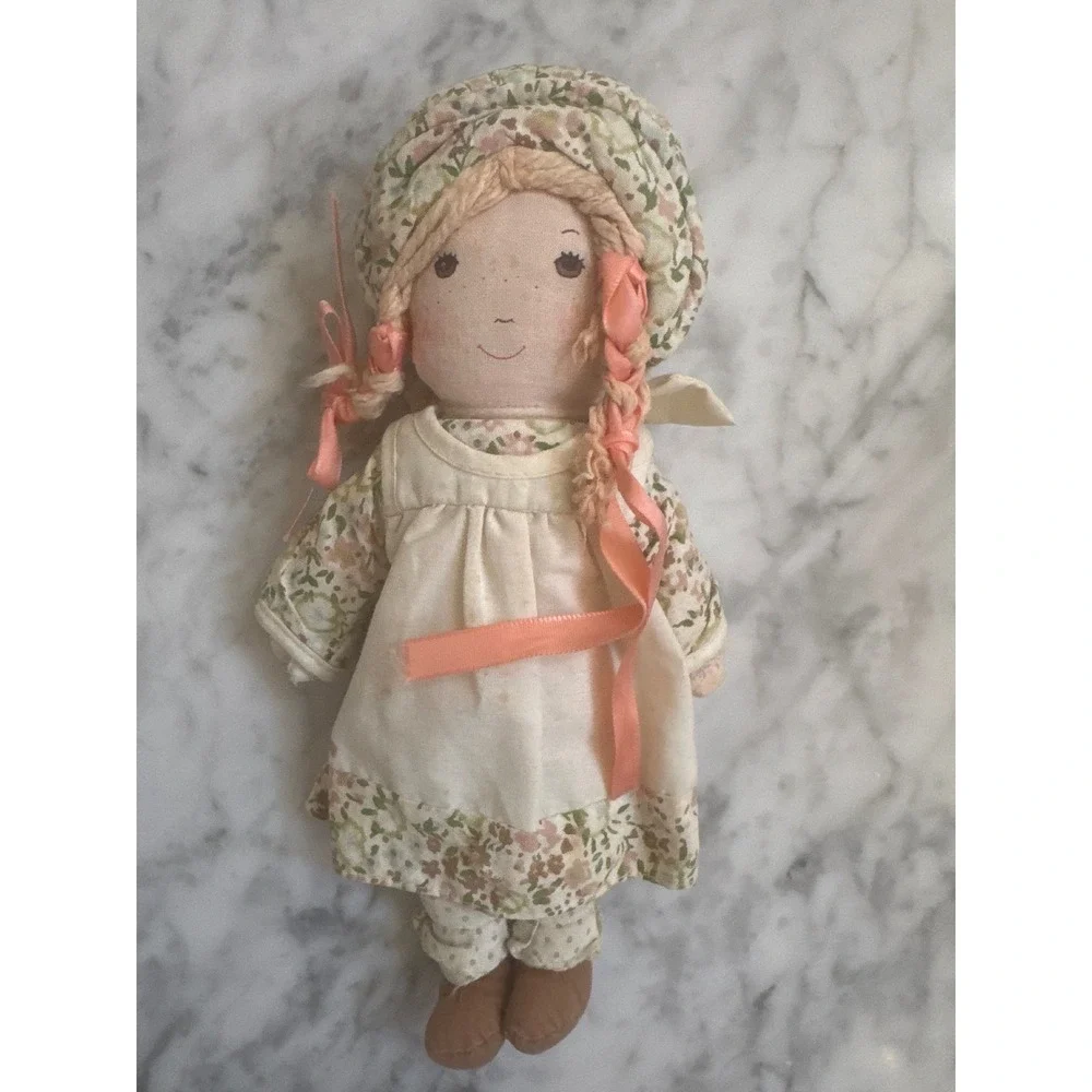 Vintage Heather Goldminc Clayworks Cloth Rag Doll Floral Cottagecore 12